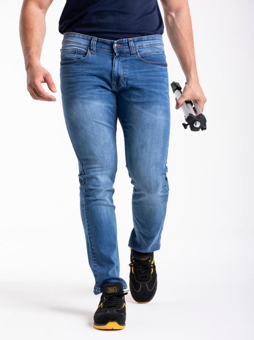 Pantalones vaqueros de trabajo corte recto ajustado elástico super stone lavado WORK1 'Rica Lewis' - Kiabi