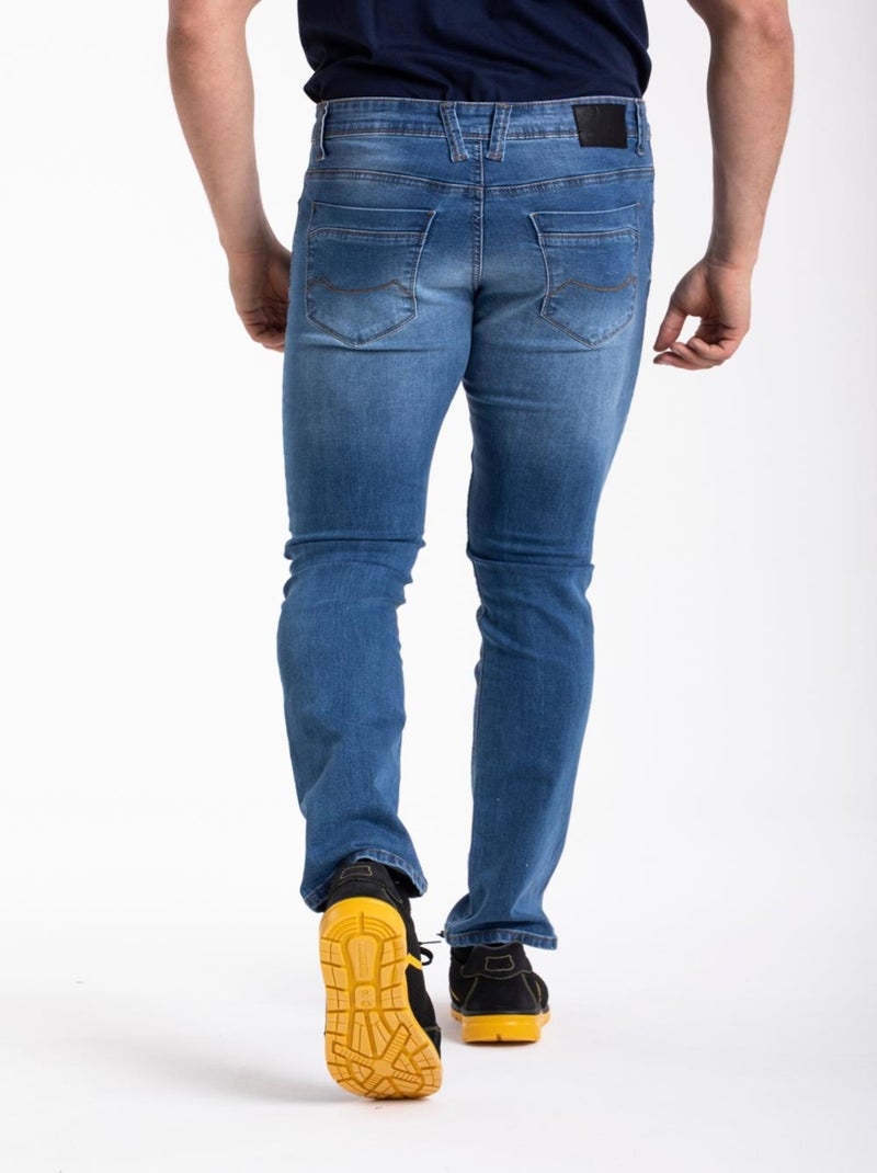 Pantalones vaqueros de trabajo corte recto ajustado elástico super stone lavado WORK1 'Rica Lewis' Azul - Kiabi