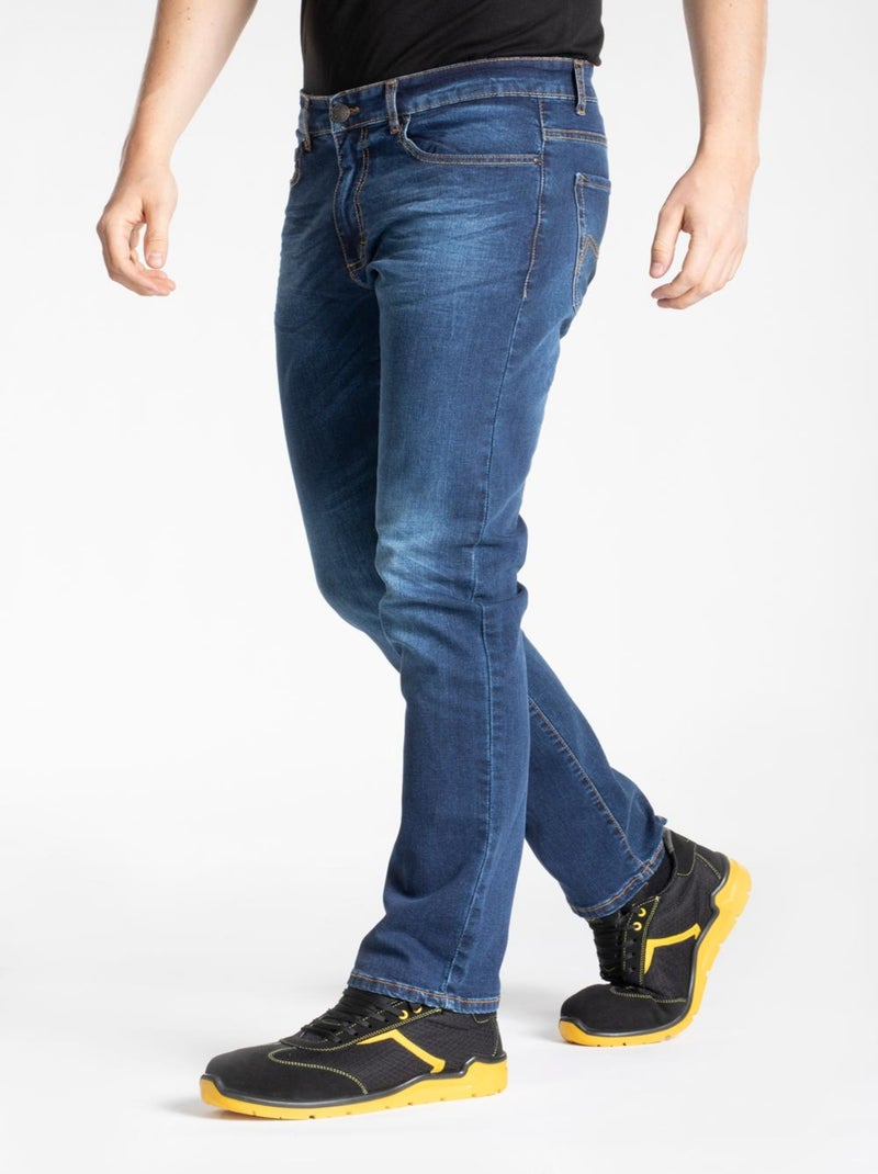 Pantalones vaqueros de trabajo corte recto confort denim cepillado elástico WORK8 'Rica Lewis' Azul - Kiabi