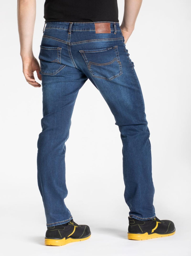 Pantalones vaqueros de trabajo corte recto confort denim cepillado elástico WORK8 'Rica Lewis' Azul - Kiabi