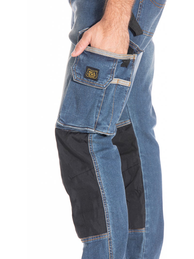 Pantalones vaqueros de trabajo elásticos con ubicación para rodilleras JOBPRO 'Rica Lewis' Azul - Kiabi