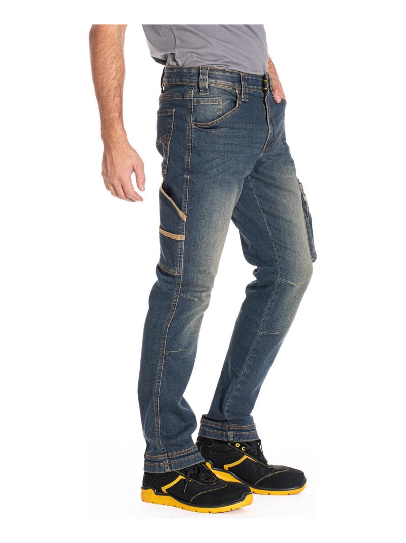 Pantalones vaqueros de trabajo elásticos corte confort sucio JOBDY 'Rica Lewis' Azul - Kiabi