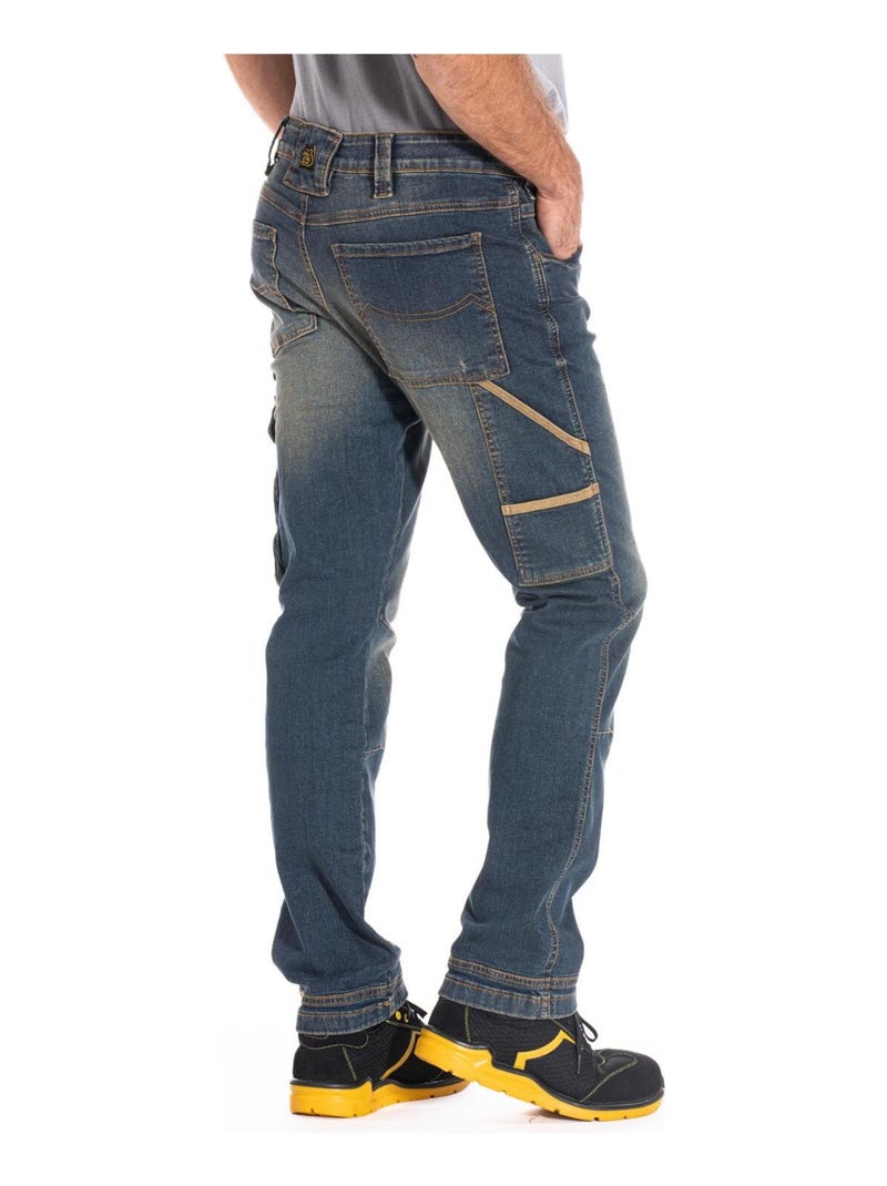 Pantalones vaqueros de trabajo elásticos corte confort sucio JOBDY 'Rica Lewis' Azul - Kiabi