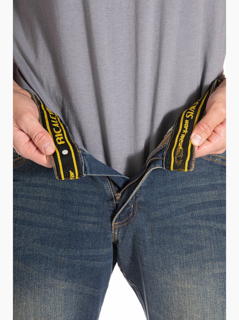 Pantalones vaqueros de trabajo elásticos corte confort sucio JOBDY 'Rica Lewis' Azul - Kiabi