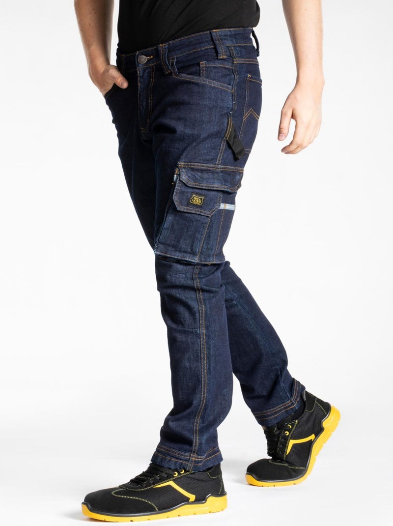 Pantalones vaqueros de trabajo multibolsillos elásticos crudos JOBA 'Rica Lewis' Azul - Kiabi