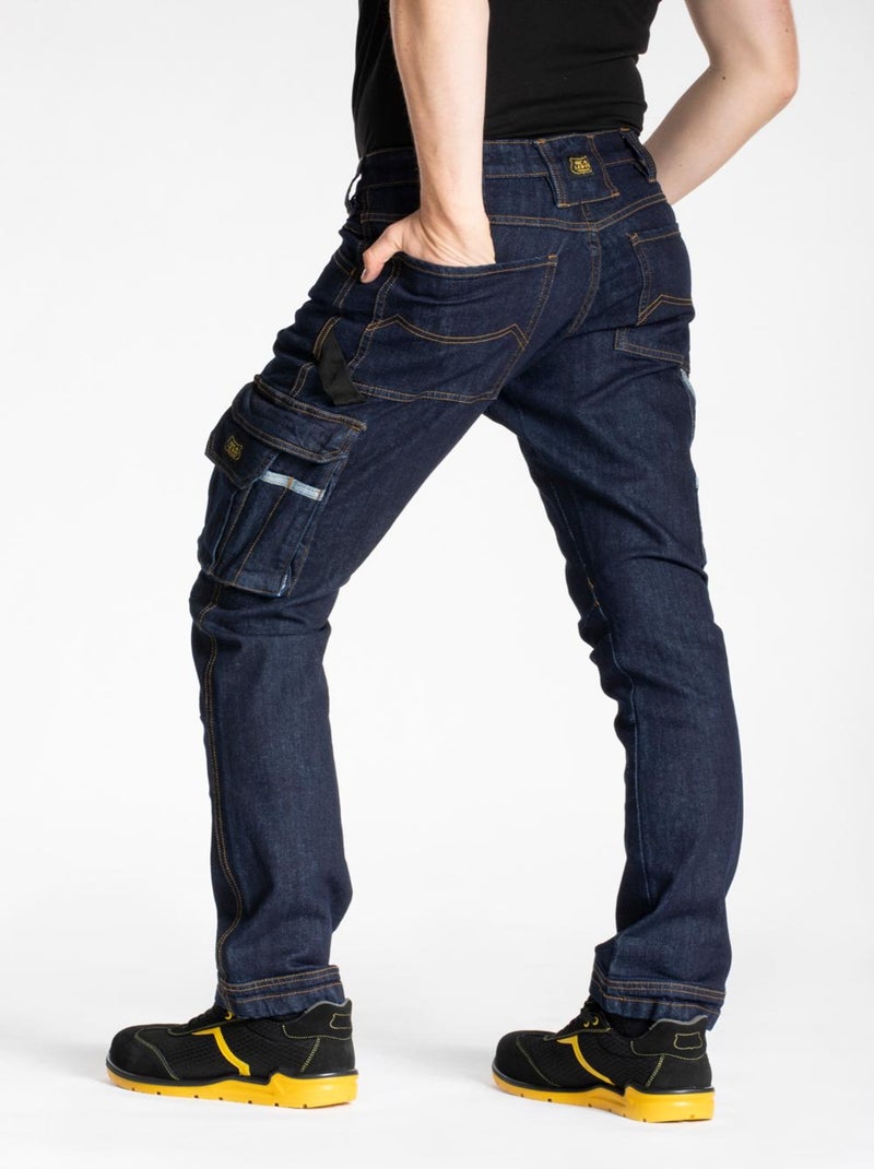 Pantalones vaqueros de trabajo multibolsillos elásticos crudos JOBA 'Rica Lewis' Azul - Kiabi