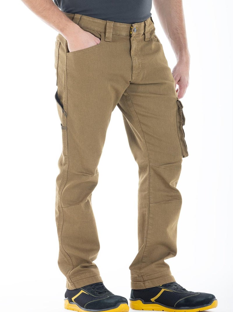 Pantalones vaqueros de trabajo multibolsillos elásticos JOBC 'Rica Lewis' Camel - Kiabi
