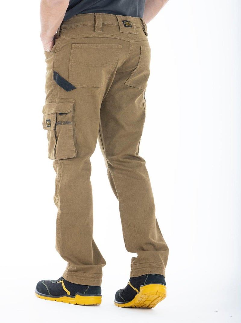 Pantalones vaqueros de trabajo multibolsillos elásticos JOBC 'Rica Lewis' Camel - Kiabi