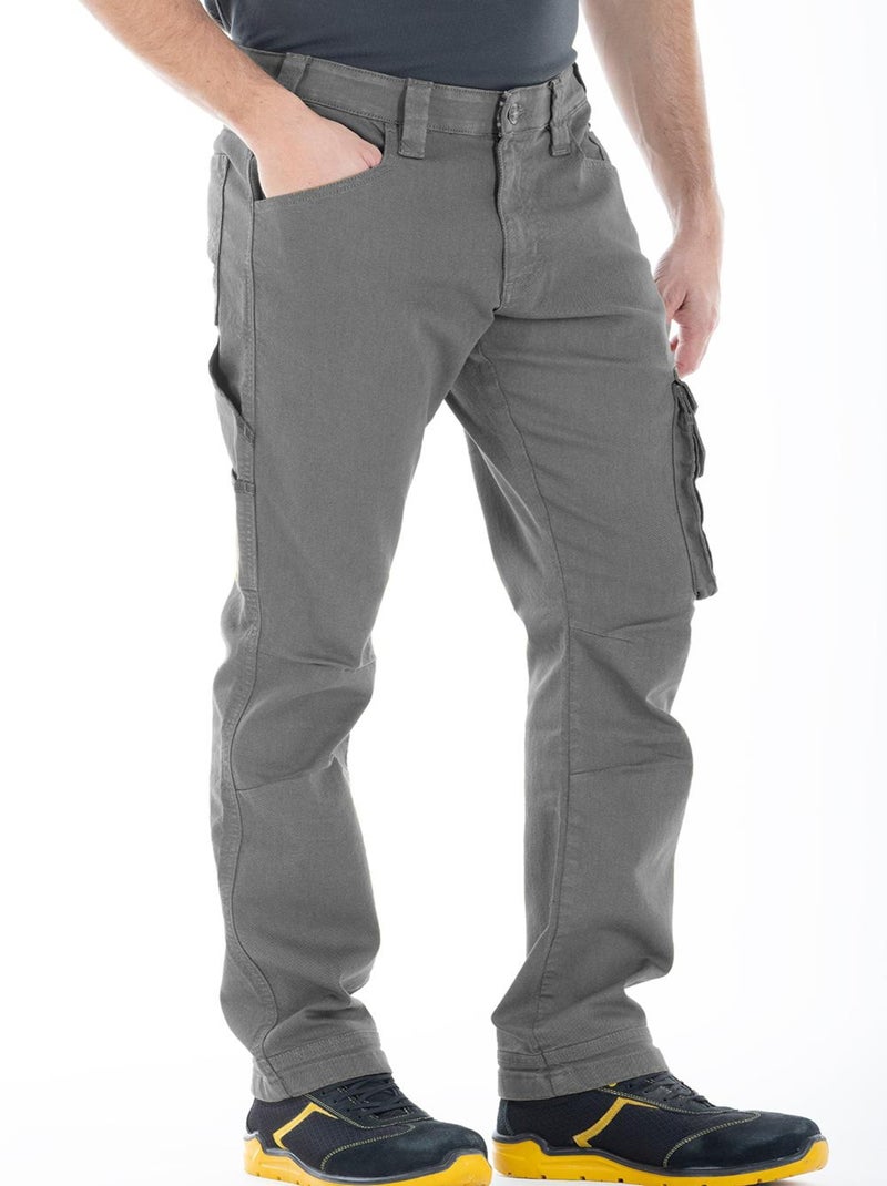 Pantalones vaqueros de trabajo multibolsillos elásticos JOBC 'Rica Lewis' Gris claro - Kiabi