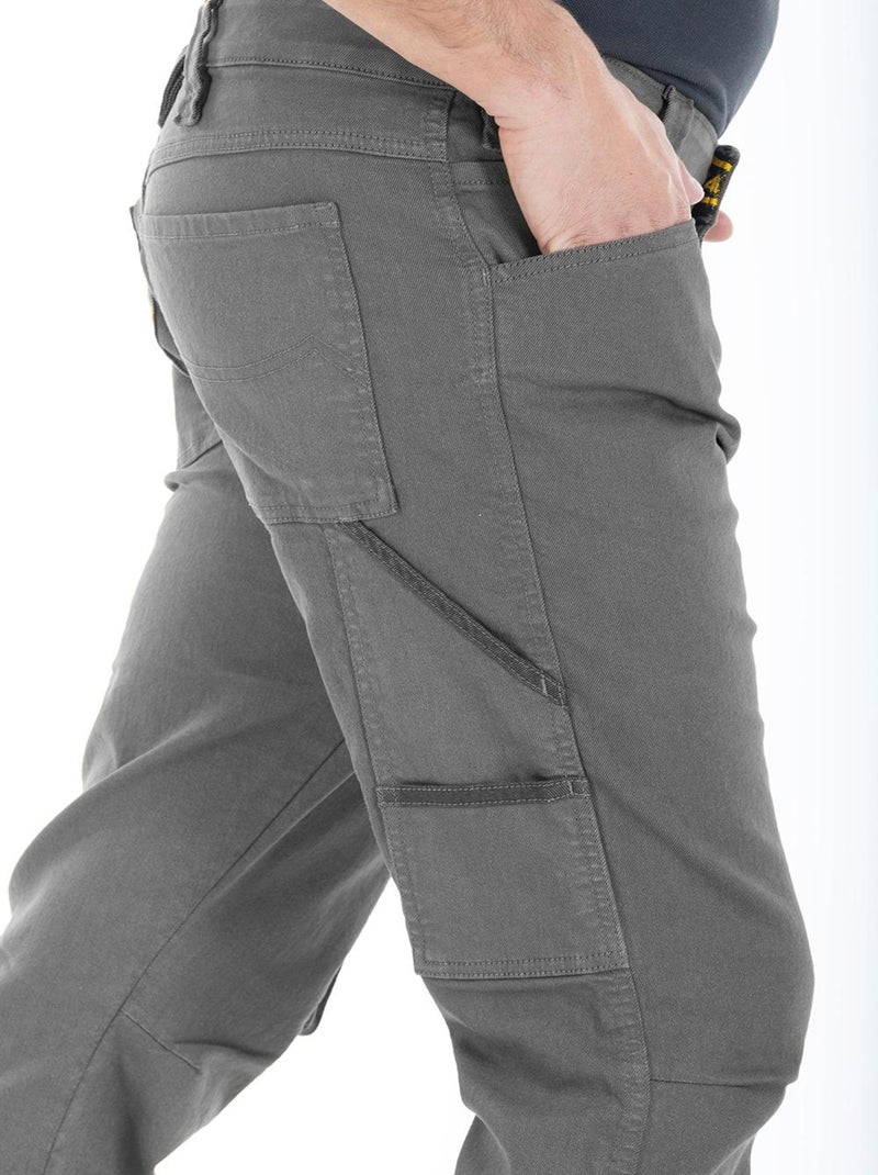 Pantalones vaqueros de trabajo multibolsillos elásticos JOBC 'Rica Lewis' Gris claro - Kiabi