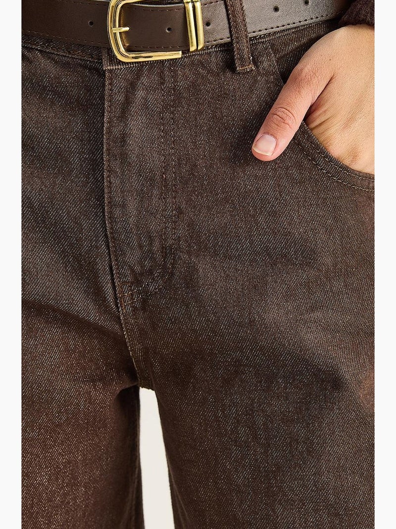 Pantalones vaqueros holgados de cintura alta lucci Marrón chocolate - Kiabi