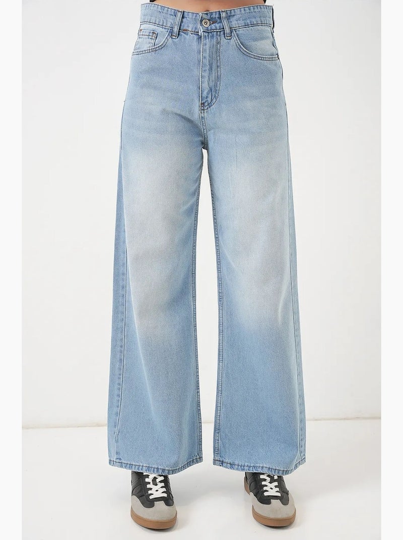 Pantalones vaqueros palazzo de cintura alta y pierna ancha bdart Azul - Kiabi