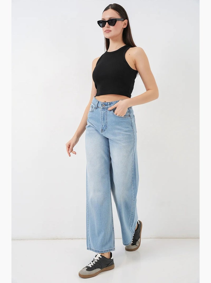 Pantalones vaqueros palazzo de cintura alta y pierna ancha bdart Azul - Kiabi