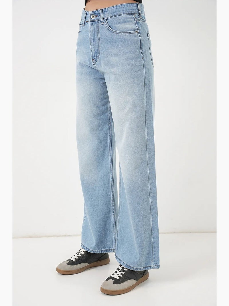 Pantalones vaqueros palazzo de cintura alta y pierna ancha bdart Azul - Kiabi