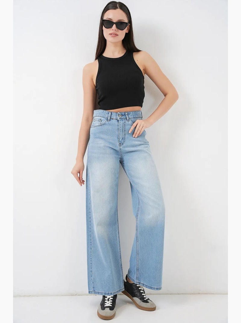 Pantalones vaqueros palazzo de cintura alta y pierna ancha bdart Azul - Kiabi