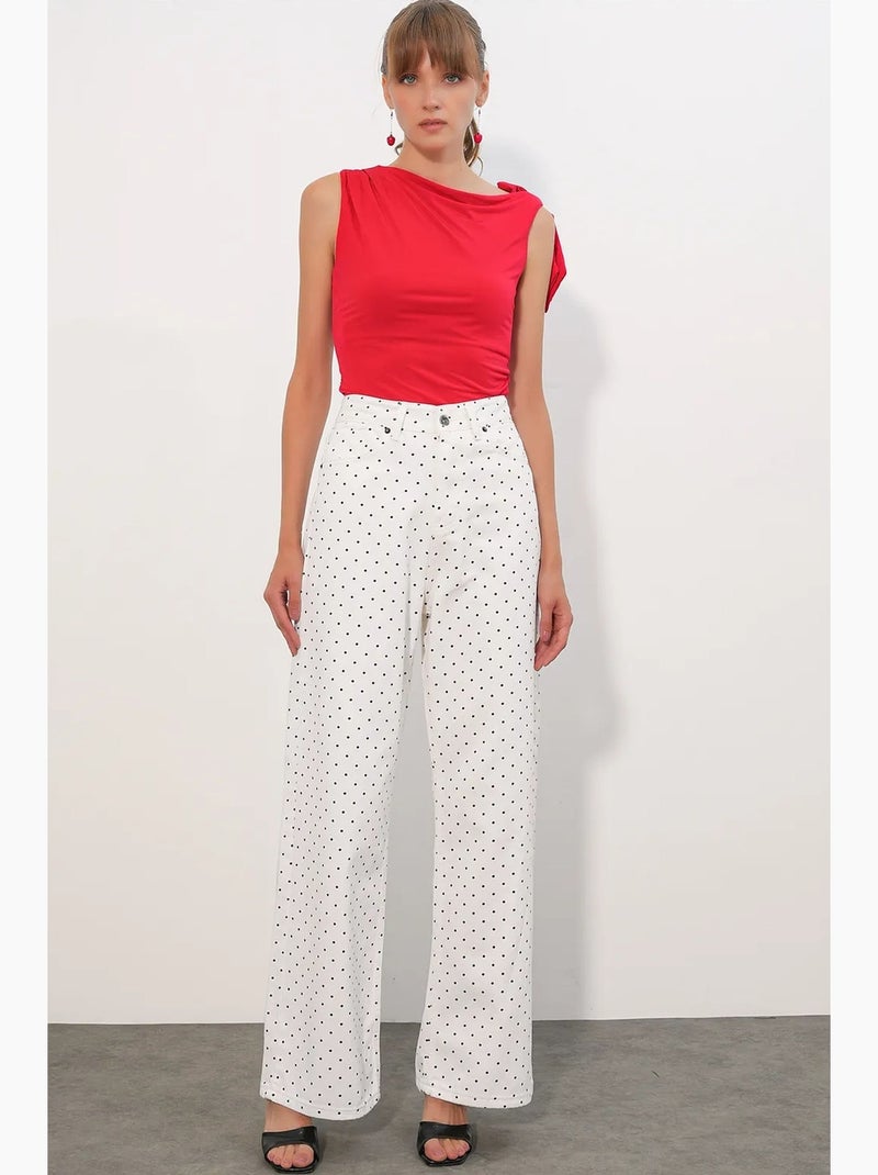 Pantalones vaqueros palazzo de cintura alta y pierna ancha bdart Blanco roto - Kiabi