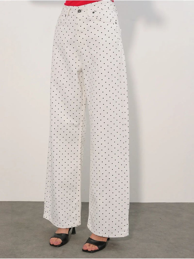 Pantalones vaqueros palazzo de cintura alta y pierna ancha bdart Blanco roto - Kiabi