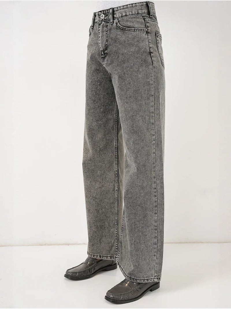 Pantalones vaqueros palazzo de cintura alta y pierna ancha bdart Gris negro - Kiabi