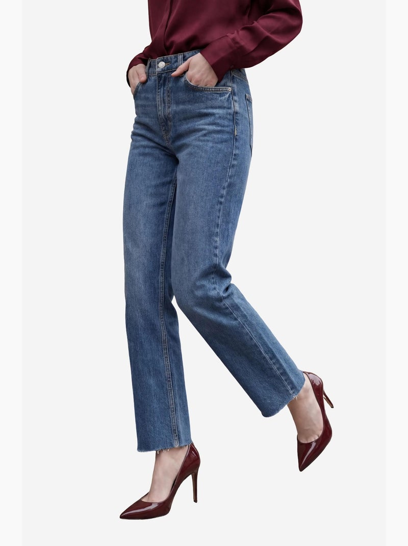 Pantalones vaqueros rectos de talle alto hasta el tobillo con bolsillos my fashion Azul - Kiabi