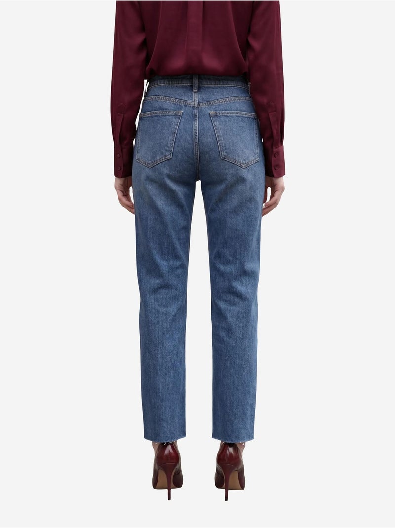Pantalones vaqueros rectos de talle alto hasta el tobillo con bolsillos my fashion Azul - Kiabi