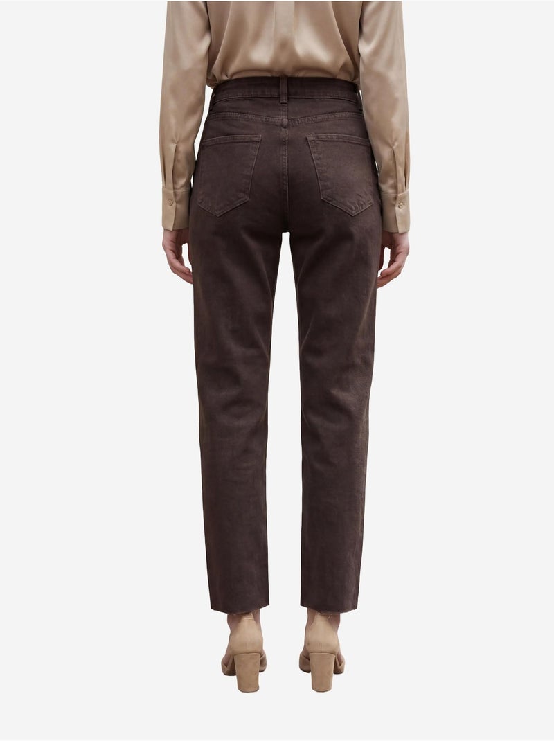 Pantalones vaqueros rectos de talle alto hasta el tobillo con bolsillos my fashion Marrón oscuro - Kiabi