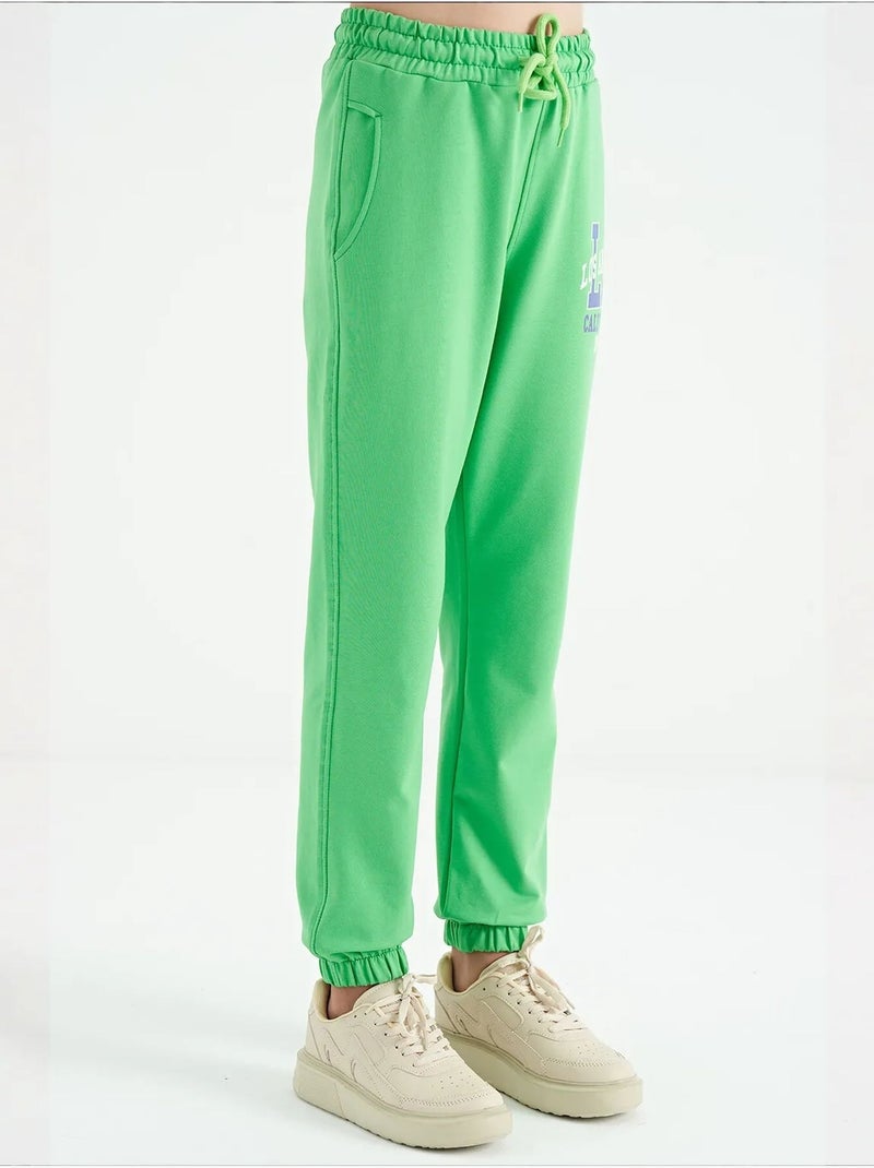 Pantalones youth de mezcla de algodón tommy Verde tilo - Kiabi