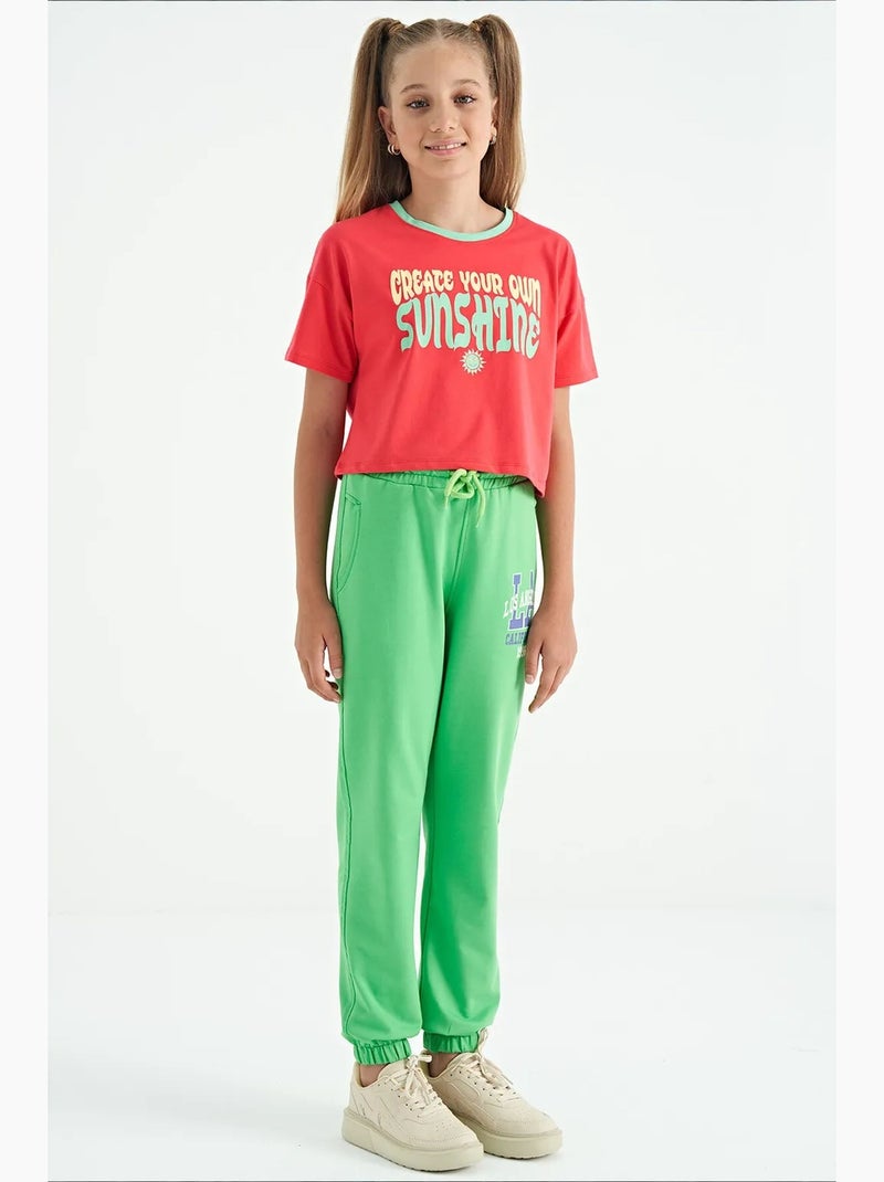 Pantalones youth de mezcla de algodón tommy Verde tilo - Kiabi