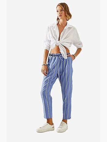 Pantalones zanahoria con cintura elástica y lazo a rayas lucci