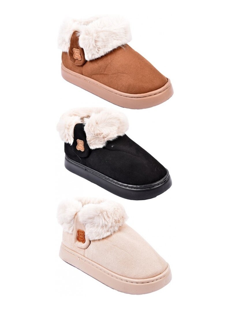 Pantufla Botín Interior Mujer Forrada Camel - Kiabi