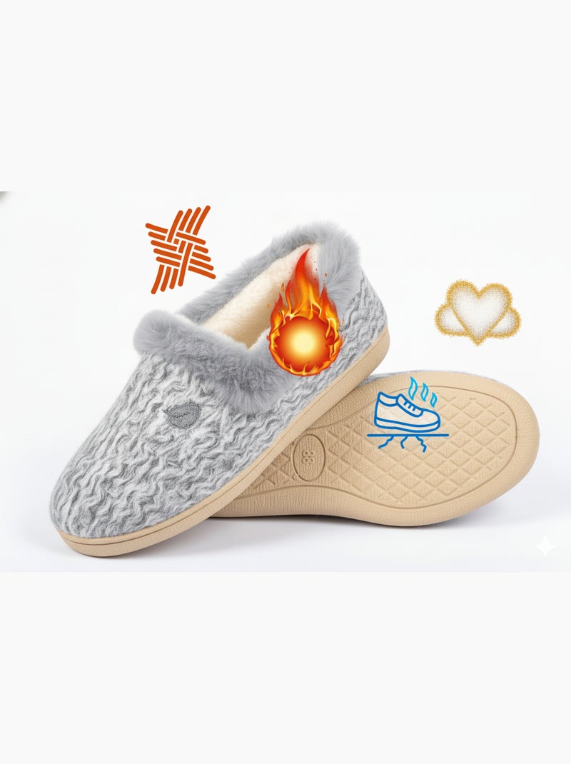 Pantufla Charentaise mujer invierno Gris claro - Kiabi