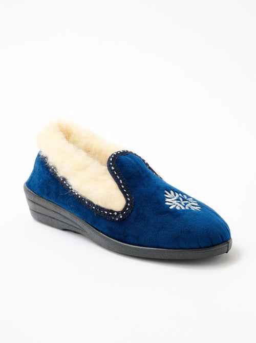 Pantuflas altas ancho confort con forro de lana bordado - Afibel - Kiabi