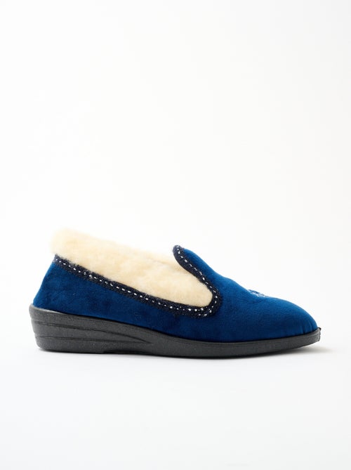 Pantuflas altas ancho confort con forro de lana bordado - Afibel - Kiabi