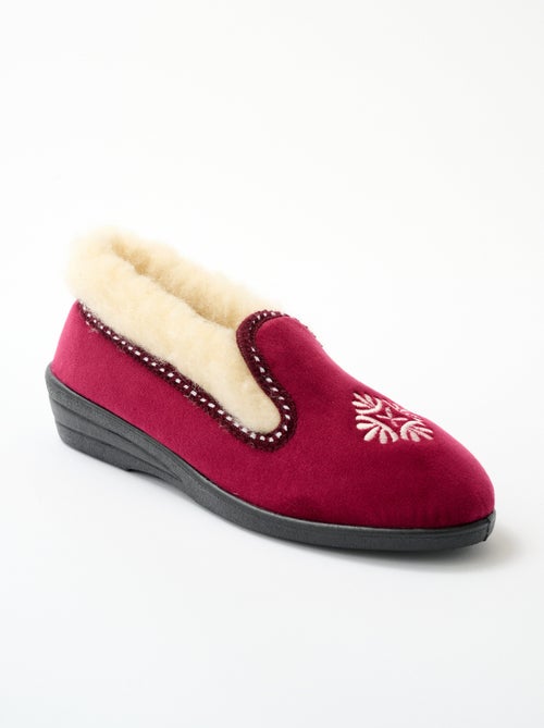 Pantuflas altas ancho confort con forro de lana bordado - Afibel - Kiabi
