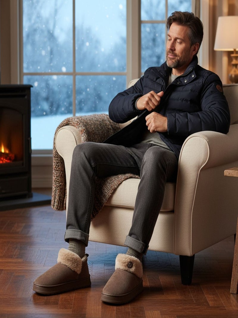 Pantuflas altas hombre MU10162 Marrón - Kiabi