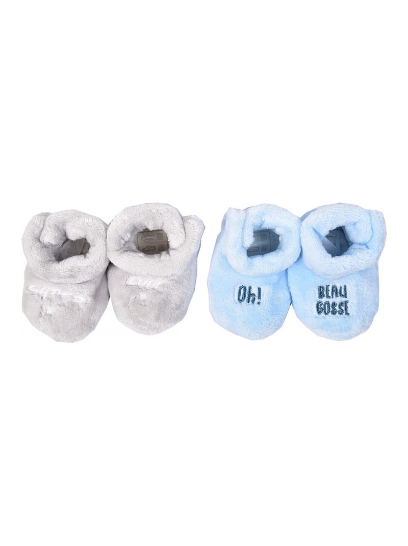 Pantuflas bebé Cocooning Fantasía - Pack de 2 Azul gris - Kiabi