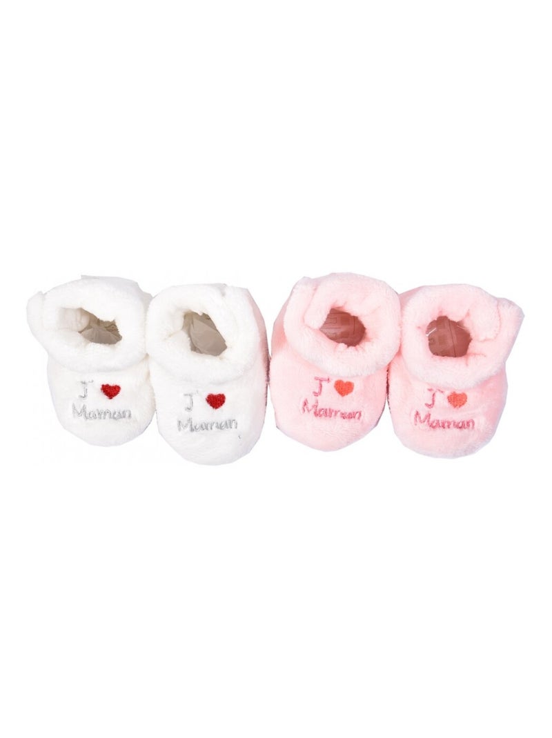 Pantuflas bebé Cocooning Fantasía - Pack de 2 Blanco Rosa claro Blanco - Kiabi