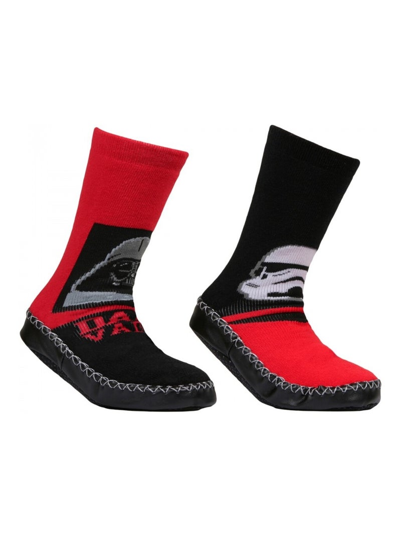 Pantuflas calcetines pack de 2 STAR WARS Negro Rojo - Kiabi