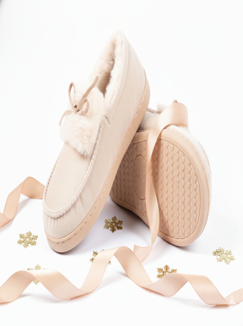 Pantuflas Charentaises mujer Terciopelo MD10154 Taupe - Kiabi