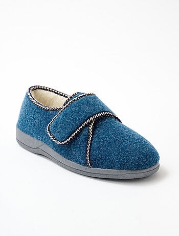 Pantuflas con velcro con ancho confort y forro de pelo. - afibel