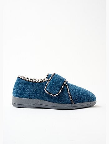 Pantuflas con velcro con ancho confort y forro de pelo. - afibel