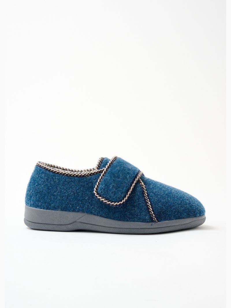 Pantuflas con velcro con ancho confort y forro de pelo. - Afibel Azul vaquero - Kiabi