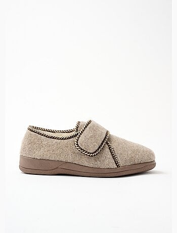 Pantuflas con velcro con ancho confort y forro de pelo. - afibel