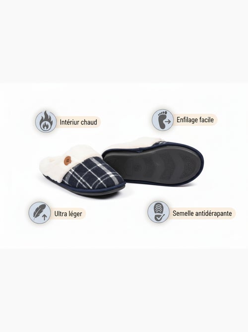 Pantuflas hombre Jacquard escocés MU9732 - Kiabi