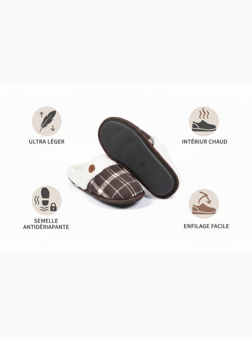 Pantuflas hombre Jacquard escocés MU9732 - Kiabi