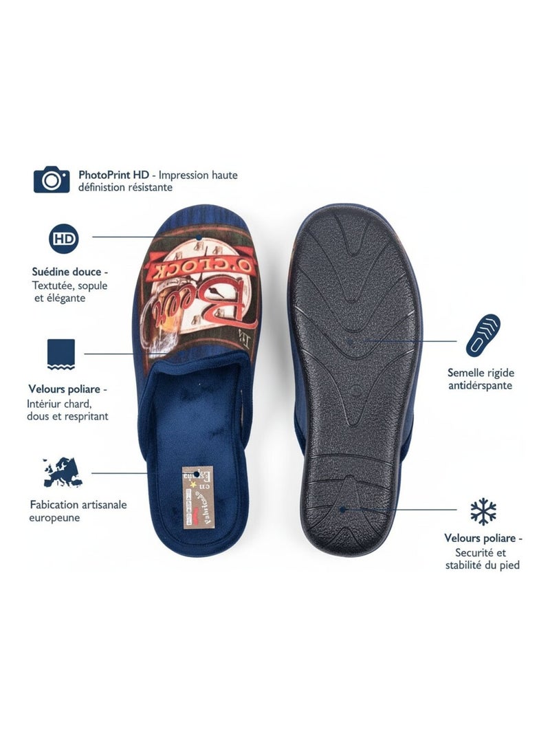 Pantuflas Hombre Mule Fantasía PHOTOPRINT Azul Multicolor - Kiabi