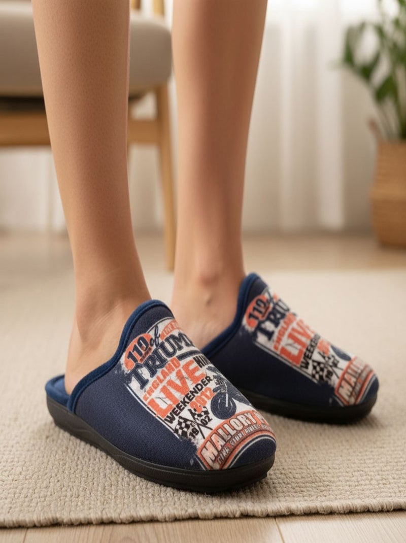 Pantuflas Hombre Mule Fantasía PHOTOPRINT Azul Naranja - Kiabi