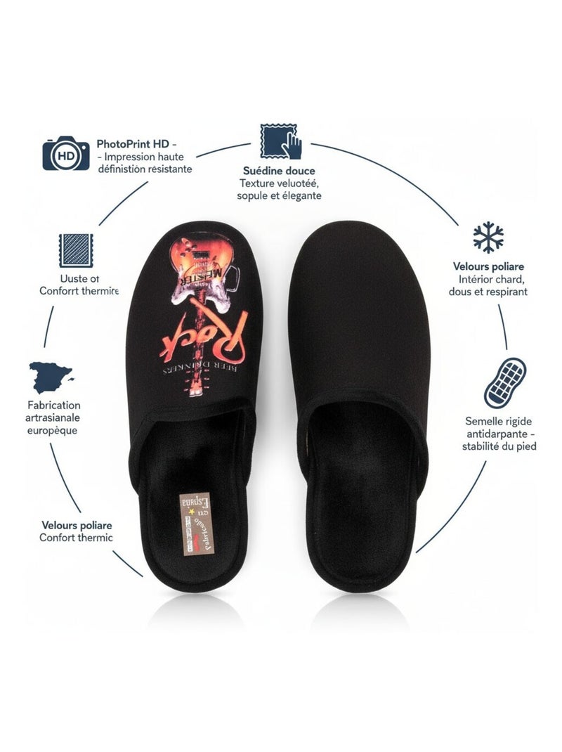 Pantuflas Hombre Mule Fantasía PHOTOPRINT Negro Naranja - Kiabi
