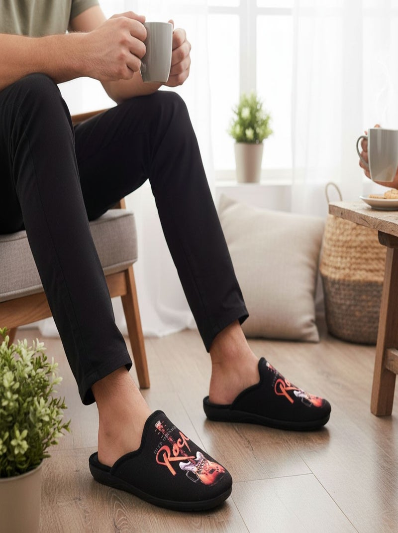 Pantuflas Hombre Mule Fantasía PHOTOPRINT Negro Naranja - Kiabi
