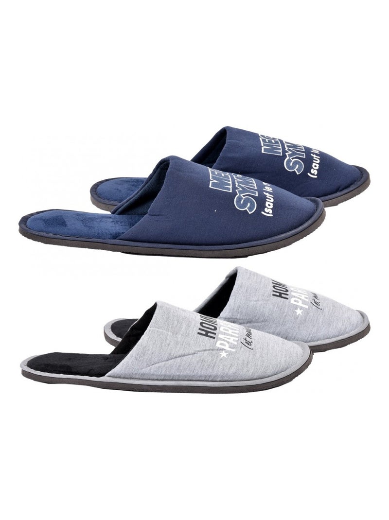 Pantuflas hombre pack de 2 Azul gris - Kiabi