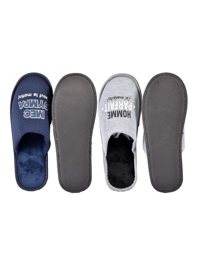 Pantuflas hombre pack de 2 Azul gris - Kiabi